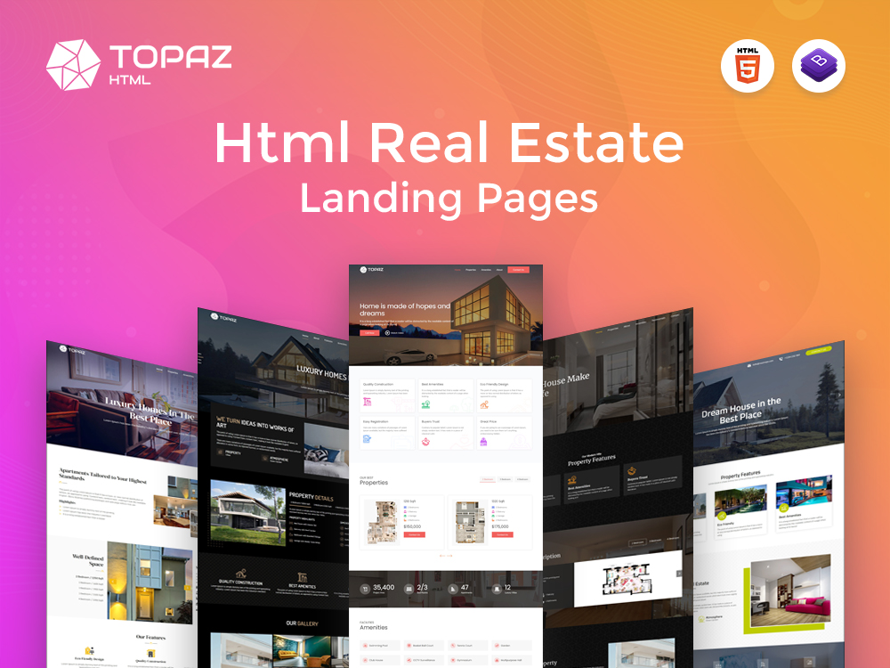 Topaz - Real Estate HTML Landing Page Templates